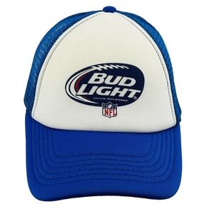 Bud Light NFL Official Beer Sponsor Trucker Hat Blue‎ Mesh Adjustable Cap